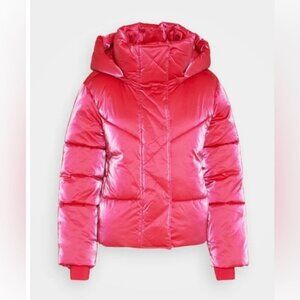 Gap Big Puff Cropped Jacket in Super Neon Hot Pink Size Small